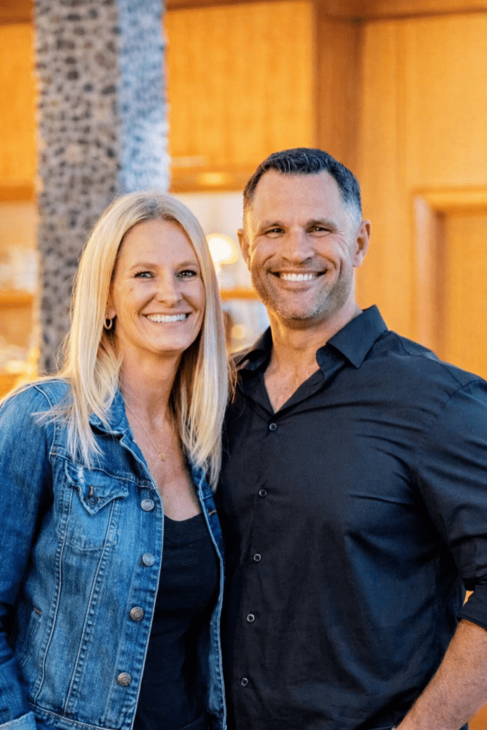 Smiling couple posing indoors