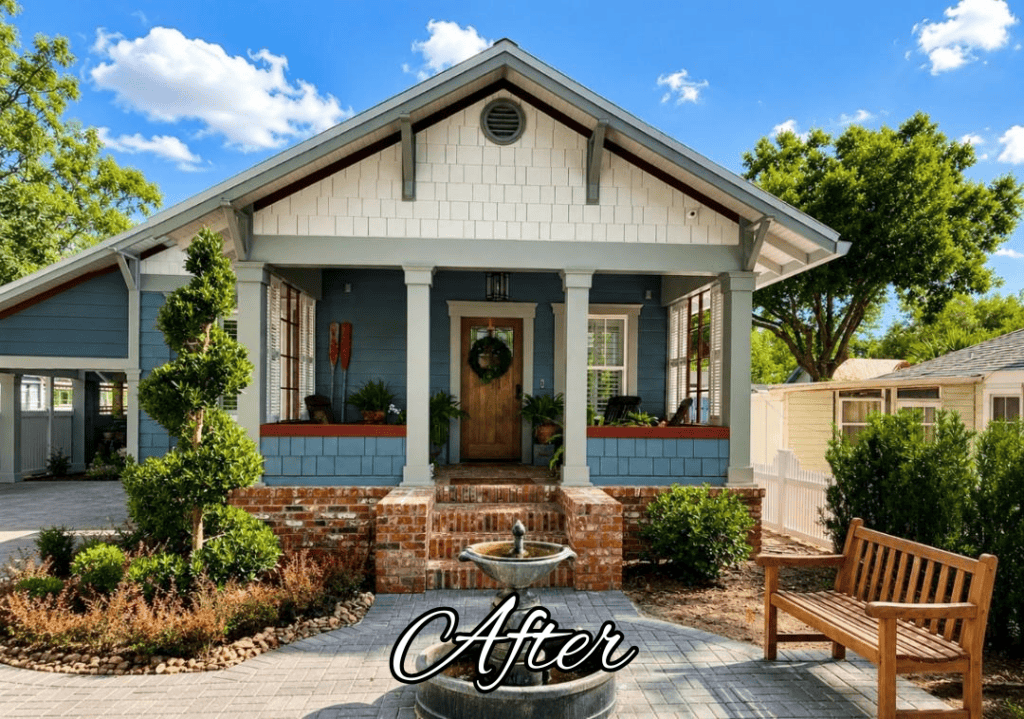 Small white house with screened front porch